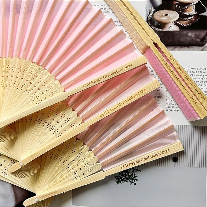 15 Sets Personalized Pink Hand Fans, Custom Engraved Folding Fans for Wedding Guests, Bamboo Folded Handheld Fan Wedding Fan Bridal Dancing Props Party Favors Bridal Shower Gifts