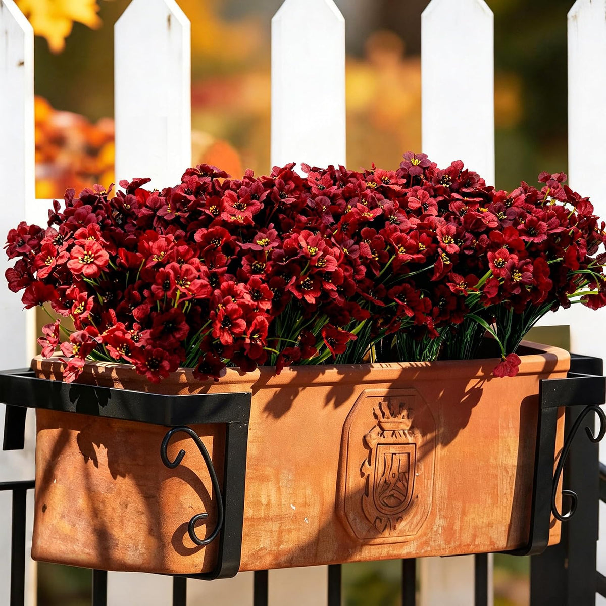 coloplay 24 bundles burgundy artificial flowers for outdoors, package contents