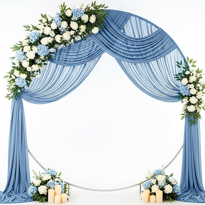 Wedding Arch Draping Fabric 29" x 19Ft Sheer Drapes for Backdrop Wedding Ceremony Reception Ceiling Decor Curtain Baby Bridal Shower Decoration (Dusty Blue, 1 Panel)