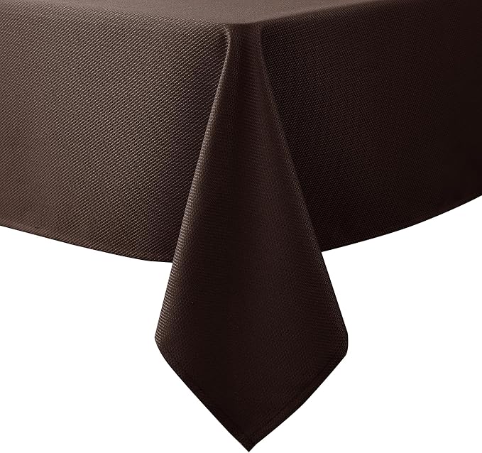 Biscaynebay Textured Fabric Tablecloths 70x108 Inches Rectangular, Brown Water Resistant Tablecloths for Dining, Kitchen, Wedding and Parties etc. Machine Washable