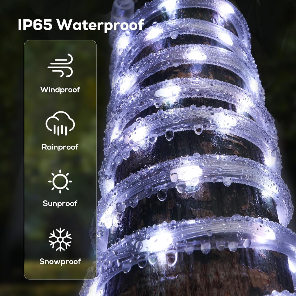 100Ft 720 LED Rope Lights Outdoor Waterproof with Remote, 8 Modes and 4 Brightness Rope Lights for Outside, Garden, Patio, Pool, Bedroom, Party, Indoor Outdoor Decoration (Cool White)