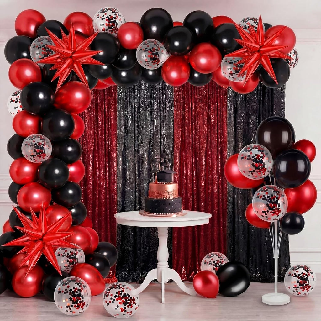 capoda 142 pcs red and black graduation party, side view