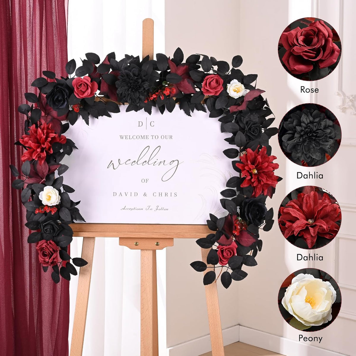 waipfaru 2pcs halloween garland, artificial rose flower garland, package contents