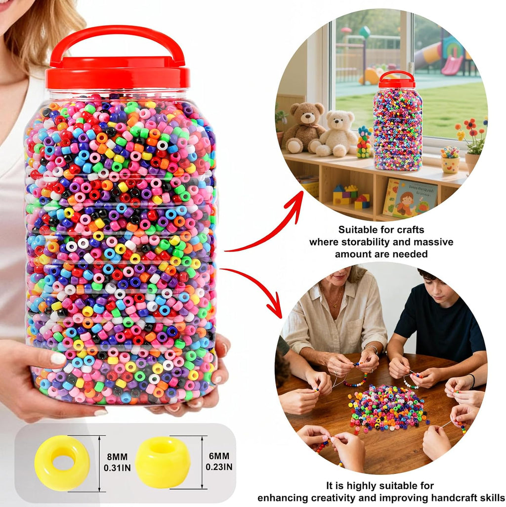 pony beads bulk 10000+ multi-colored beads for making shown in use