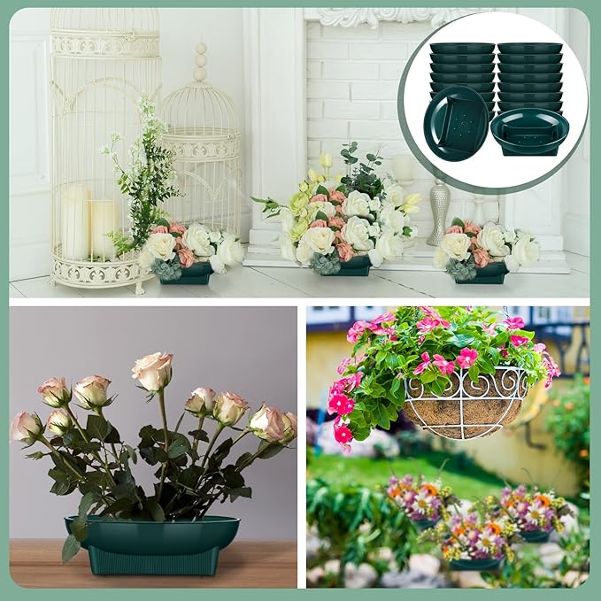 Karenhi 12 Pcs Floral Supplies Green Bowls for Flower Arrangements Large Size 6.3 Inch Floral Foam Bowls for Arrangements Holiday Wedding Fresh Flower Decoration Supplies (Foam Not Include)