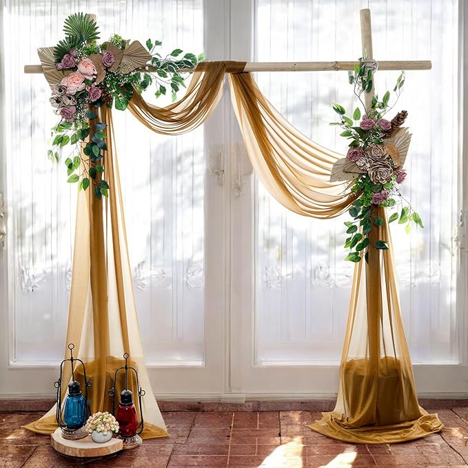 MDS Halloween Chiffon Draping Fabric - 2 Panel, 30" Wide x 100ft Long - Sheer Spooky Arbor & Canopy Drapery for Haunted House Backdrops, Party Ceilings, DIY Costumes & Themed Events - Mocha