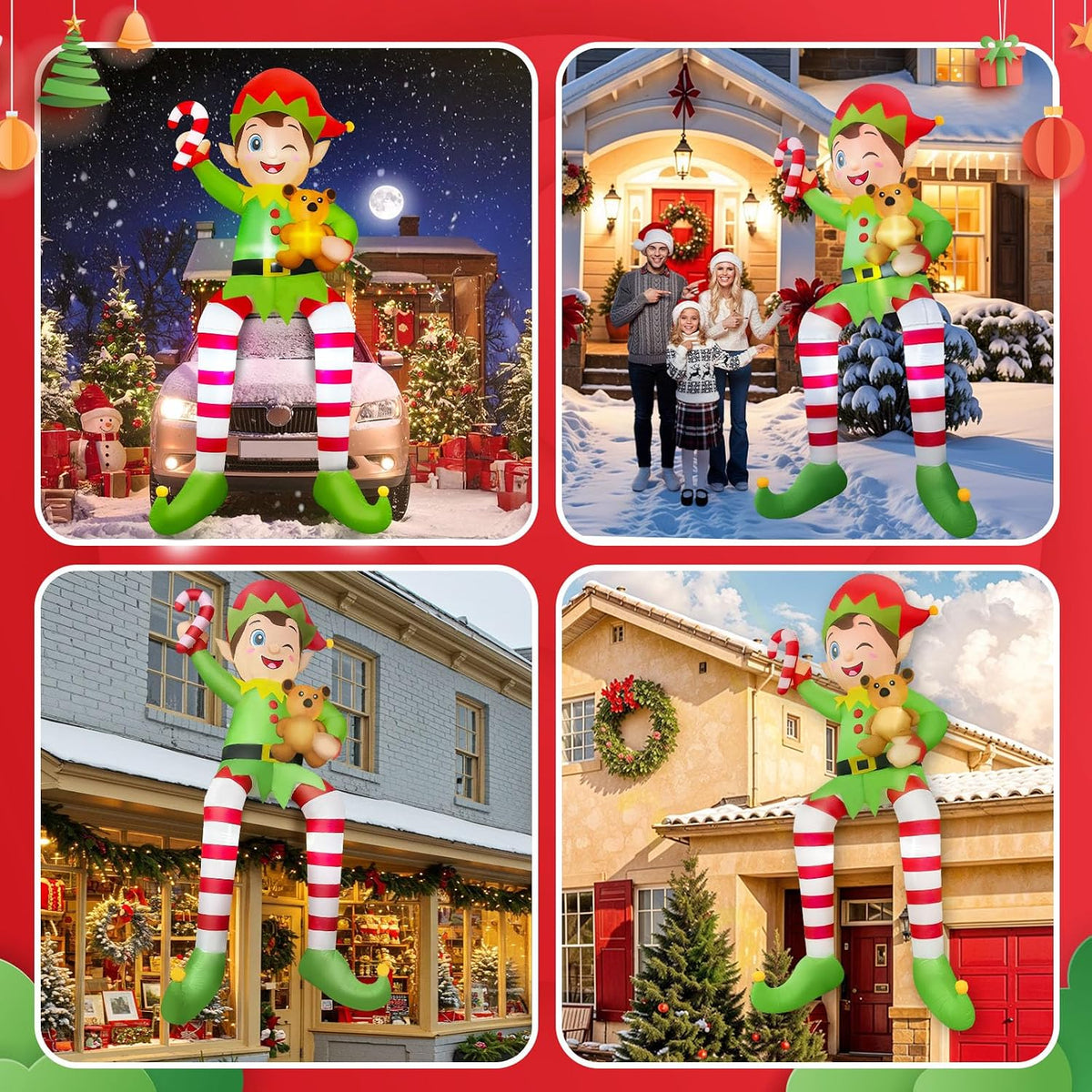 ourwarm 10ft christmas inflatable outdoor decoration, giant sitting on a desk or shelf
