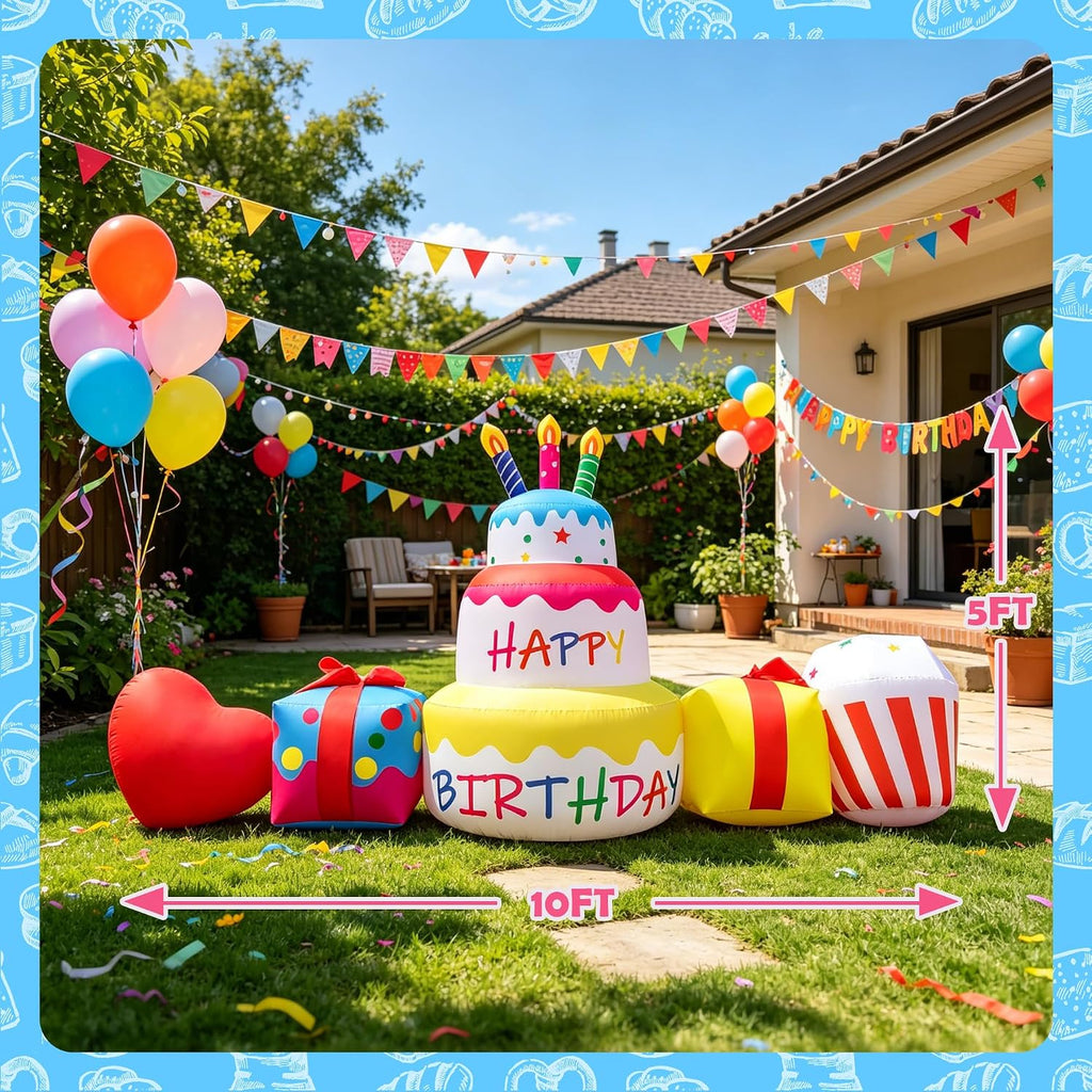 10ft inflatable birthday cake decoration birthday inflatable blow shown in use
