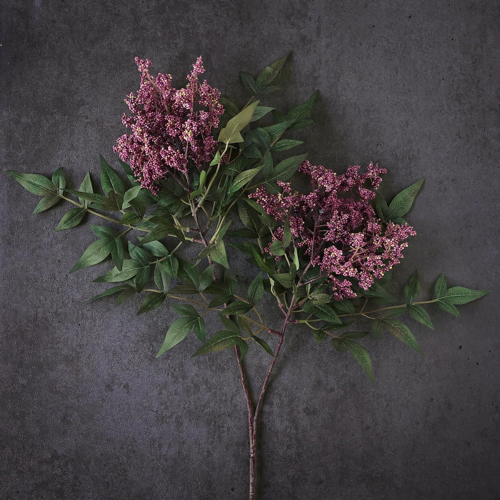 36" artificial nandina berry stem, fake branches for, close-up detail