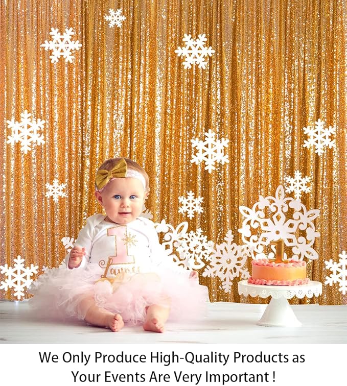 ShinyBeauty Sequin Gold Backdrop - 10x10FT for Photography, Wedding, Baby Photo Booth, Birthday Party & More