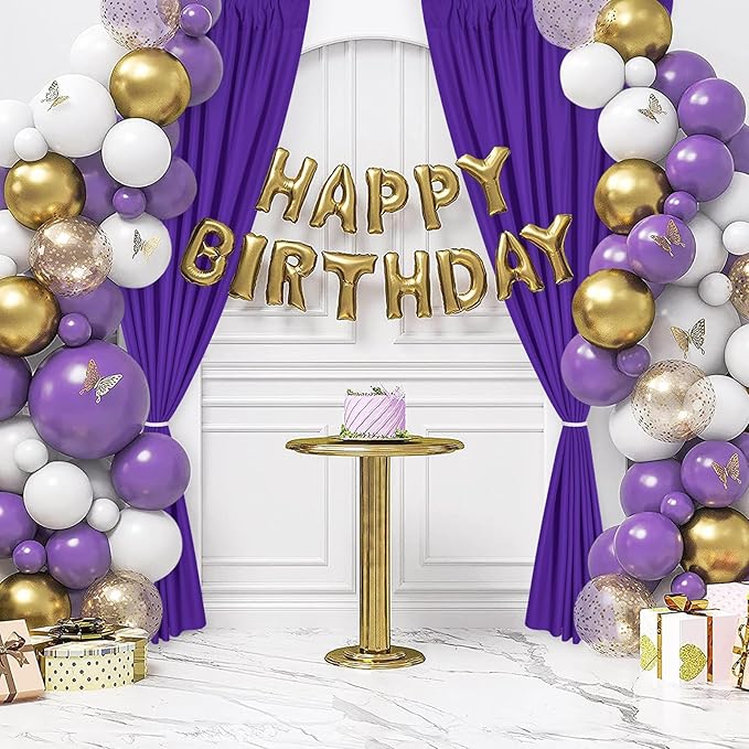 DWCN 10x10 FT Backdrop Curtains for Parties, Photography Backdrop Drapes with Rod Pockets for Wedding Decorations Stage Birthday Family Gatherings, 2 Panels 5ft x 10ft, Purple