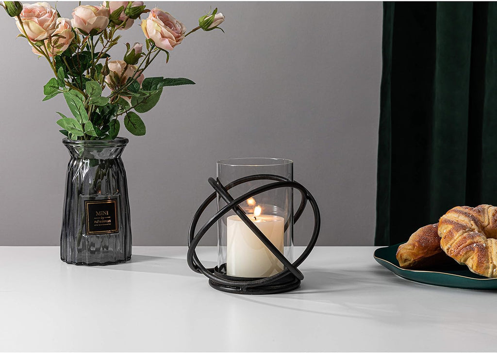 Decorative Candle Holder with Removable Glass Hurricane for Wedding Decorations, Parties, or Everyday Home Decor