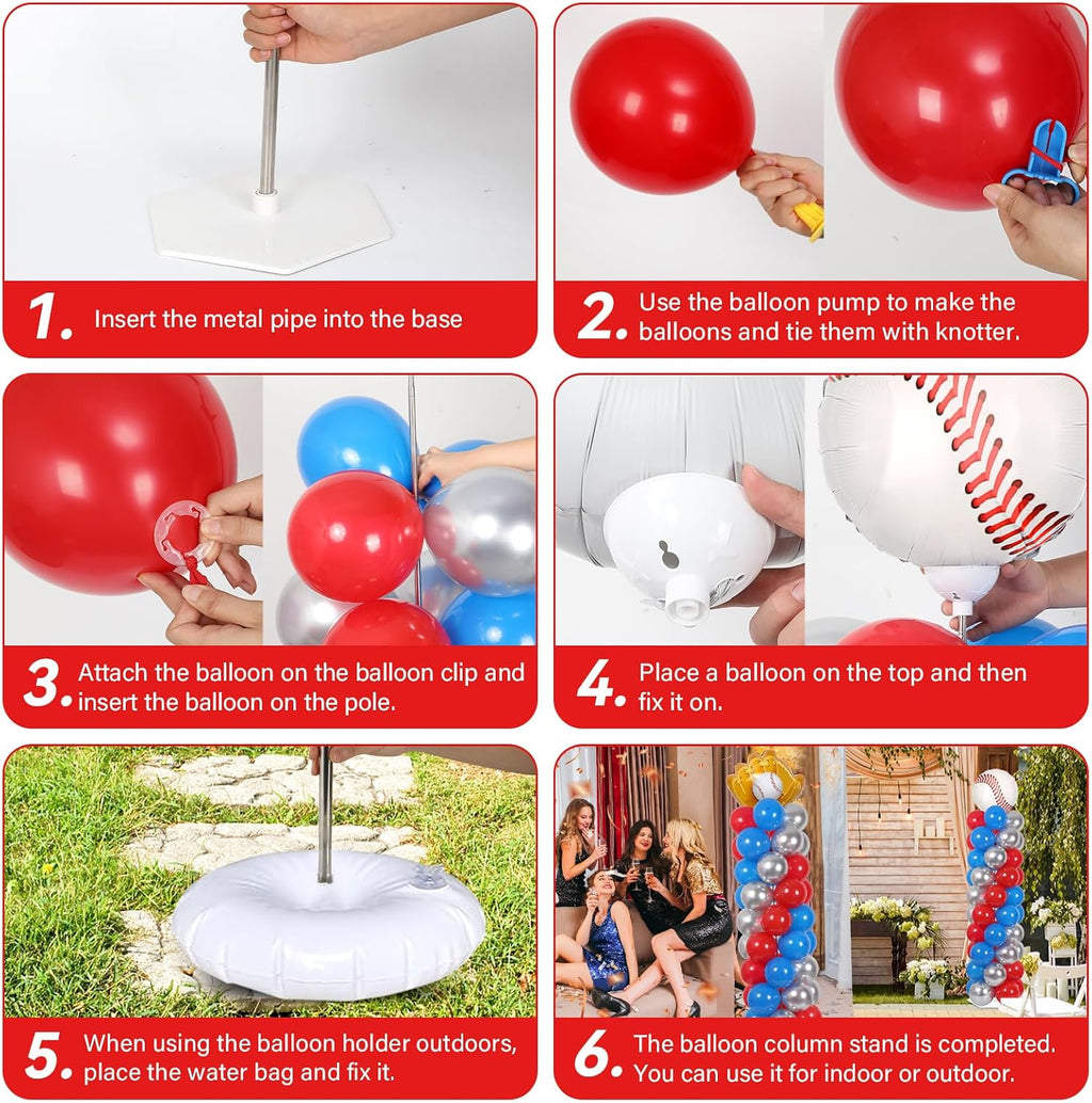 2 set baseball balloon column stand adjustable baseball, side view