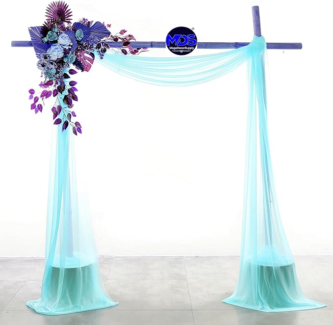 MDS Halloween Chiffon Draping Fabric - 1 Panel, 30" Wide x 40ft Long - Sheer Spooky Arbor & Canopy Drapery for Haunted House Backdrops, Party Ceilings, DIY Costumes & Themed Events - Teal