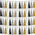 4P Black Gold Silver Foil Fringe Metallic Tassel Garland, Tassels Banner Streamers for Parade Floats, Bachelorette, Wedding, Birthday, Halloween, Christmas, Bridal/Baby Shower Party Decorations