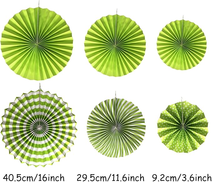 Hanging Paper Fan Set, Tissue Paper Pom Poms Flower Fan and Honeycomb Balls for Birthday Baby Shower Wedding Festival Decorations - Green
