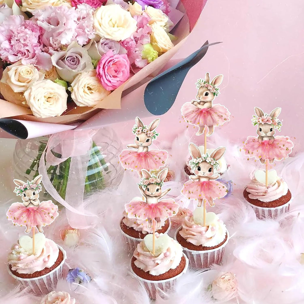30 PCS Easter Cupcake topper Bunny Cupcake Toppers Easter Egg Cupcake Topper Rabbit Party Cake Topper Decorations (Style 14)