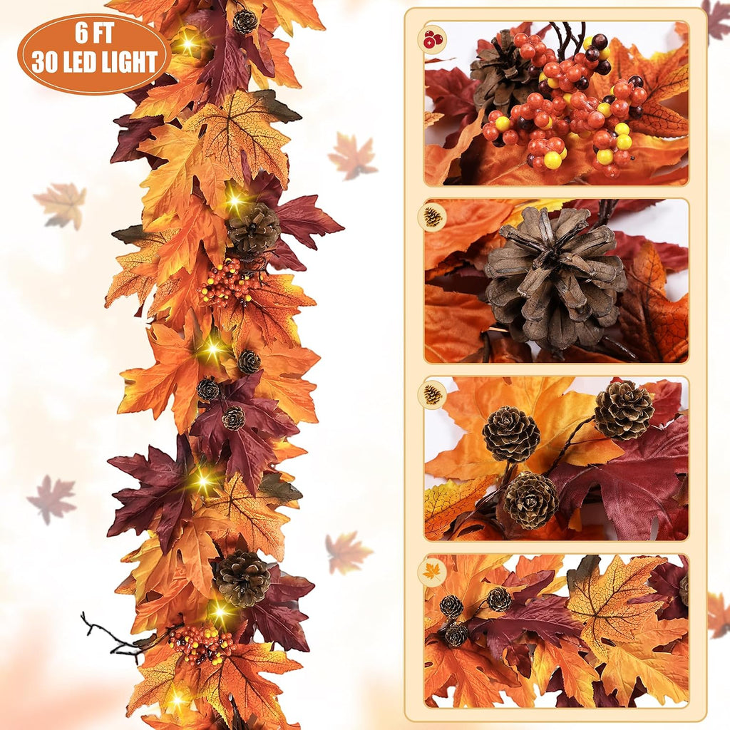 ghrdopy 6ft fall garland with 30 lights &, package contents