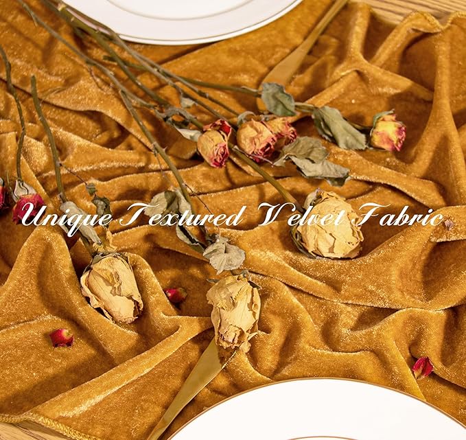 Velvet Table Runner 20 x 120 Inches 10ft Luxurious Thick Soft Velvet Christmas Thanksgiving Wedding Reception Table Runner for Party Reception Decorations(Gold, 1 Pack)