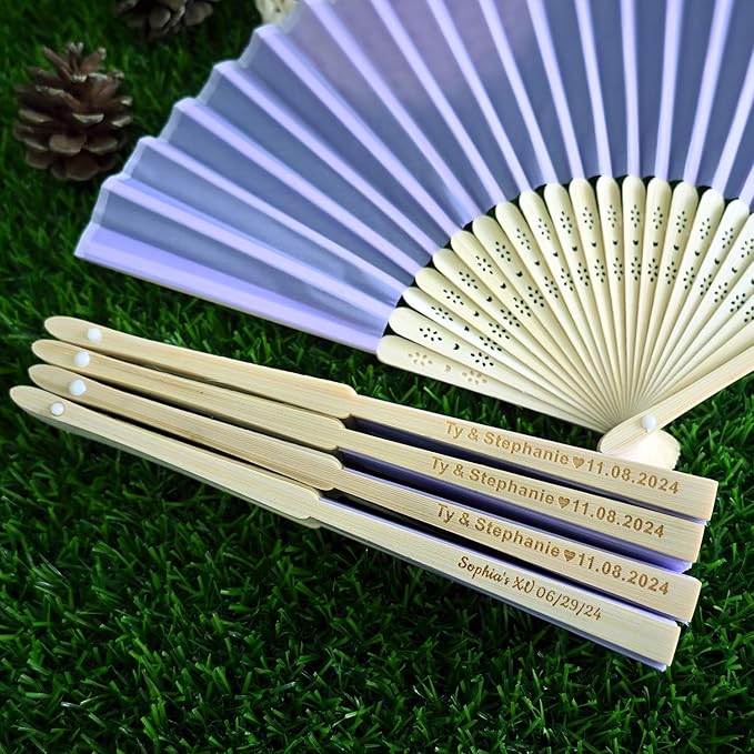10pcs Personalized Purple Folded Hand Fans, Custom Folding Hand Fans for Wedding Guests, Wedding Gift Party Favors Church Fans Handheld, Birthday Party Supplies Bridal Shower Gifts