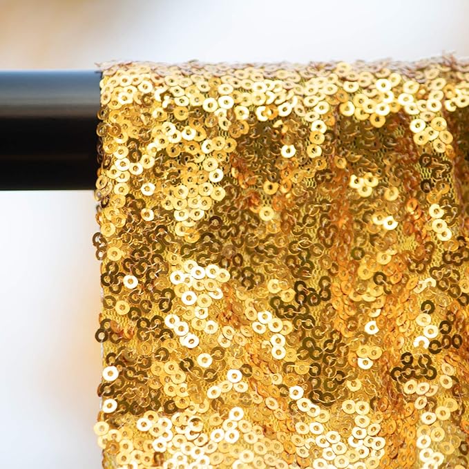 JYFLZQ Gold Sequin Backdrop Curtains 4ft x 6.5ft 1 Panel Glitter Photo Booth Backdrops Sparkly Photography Background Drapes for Parties Wedding Bridal Showers