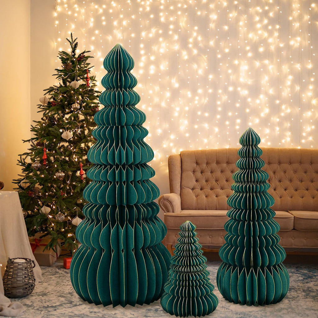 glikceil 3 set large honeycomb paper christmas tree, package contents