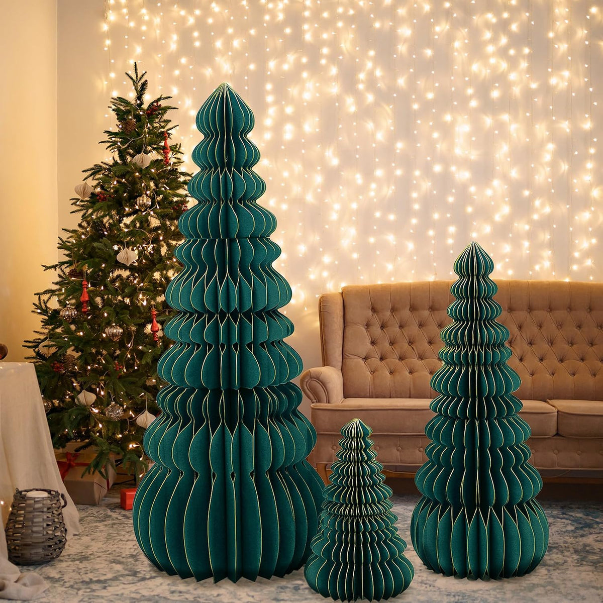 glikceil 3 set large honeycomb paper christmas tree, package contents