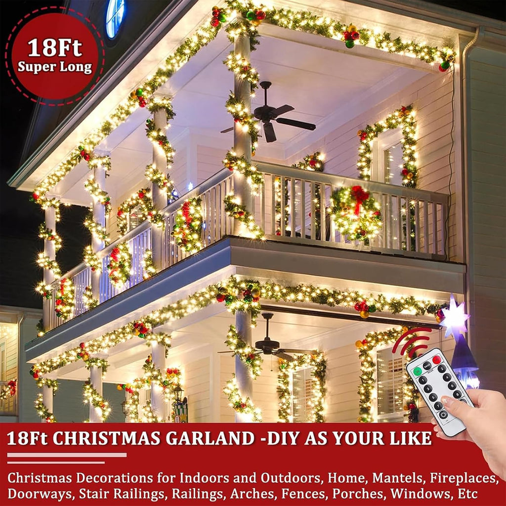 remote control&super long&8 modes-18ft prelit snowy bristle pine, side view