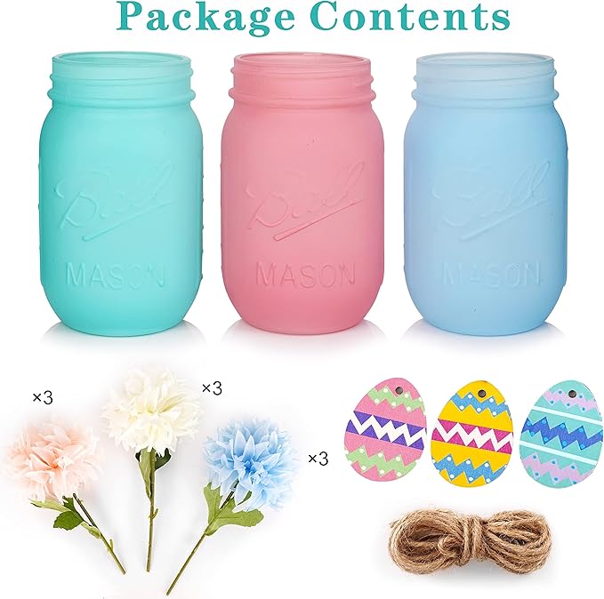 Easter Decorations, Easter Mason Jars Decoration, Easter Farmhouse Decor Dinning Rustic Table Centerpieces Decor for Home, Easter Decorations For The Home, Easter Centerpiece For Table