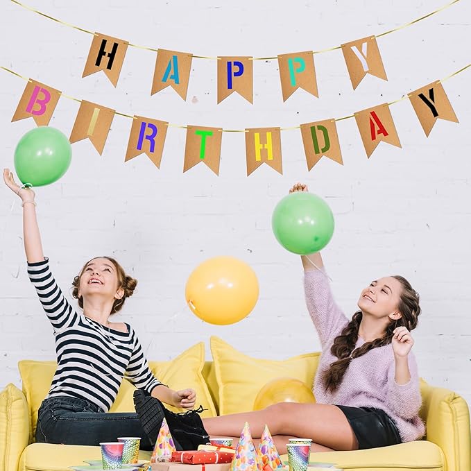 40 PCS Banner Customizable DIY Banners Kit - Blank Flags with Alphabet Templates Markers Ribbon for Personalized Party Decor Birthday Wedding Baby Shower