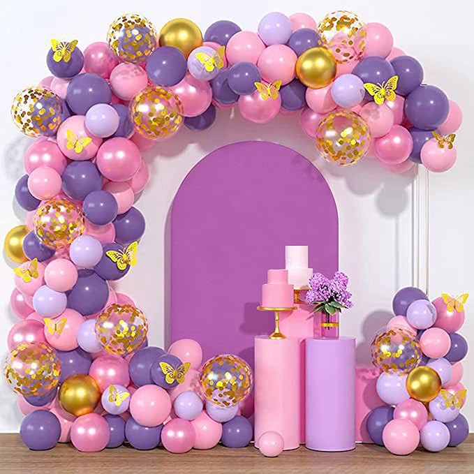 6.6FT Wedding Arch Covers Arch Backdrop Cover Arch Stand Covers Set Arch Cover Spandex Fabric Stretchy Backdrop for Wedding Birthday Party Decoration Baby Shower (Lilac)