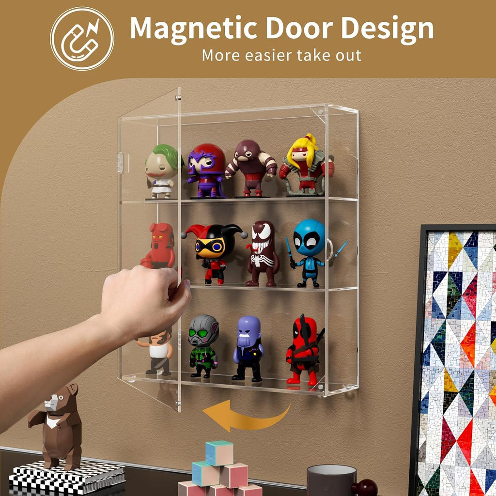 niubee acrylic display case for figures, dustproof clear, close-up detail