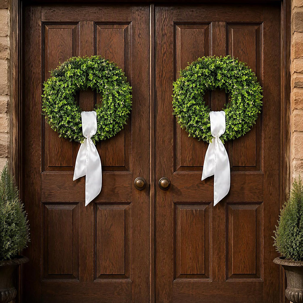 cleangor artificial boxwood wreaths for front door, package contents