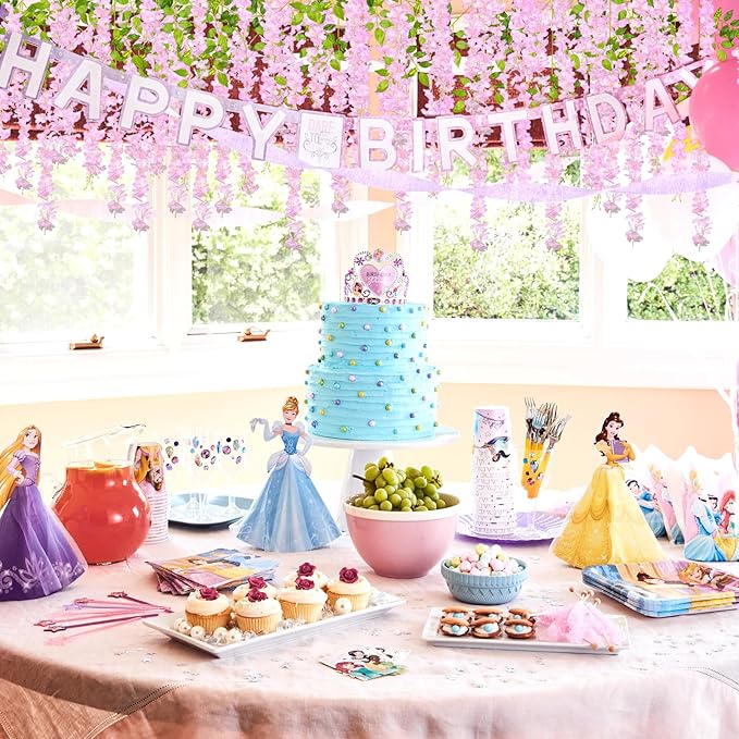 12 Pack Pink Wisteria Hanging Flowers, 3.44 Ft Fake Hanging Flowers, Artificial Wisteria Garland Vines for Wedding Room Backdrop Outdoor Patio Garden Decoration