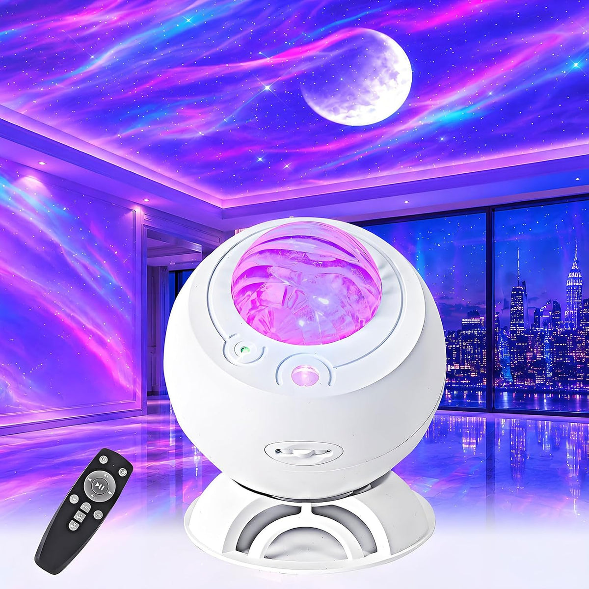 aurora light projector with bluetooth speaker rechargeable and, main product view
