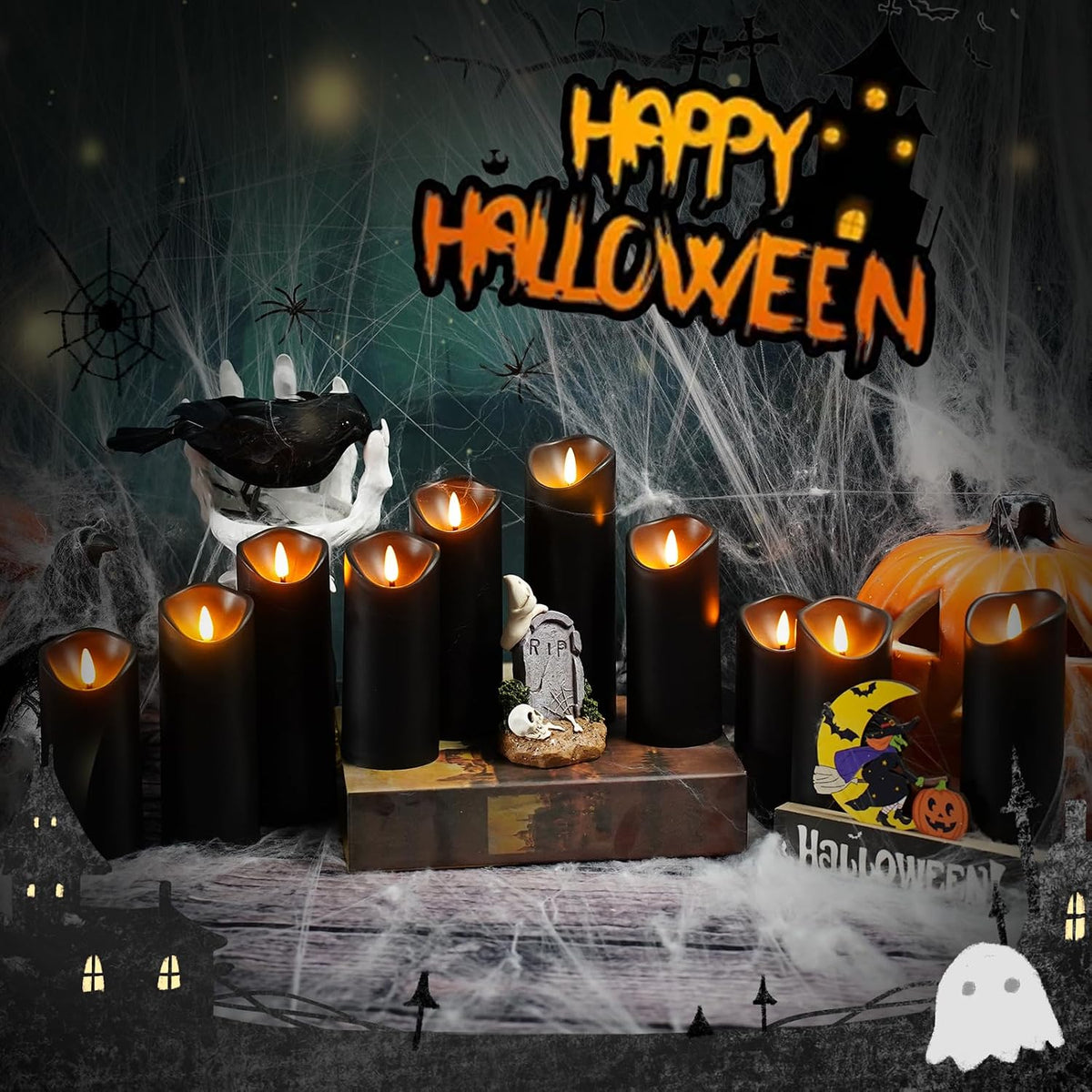 Nimiko Flameless Candles with Remote, Battery Operated Flickering Flameless C...