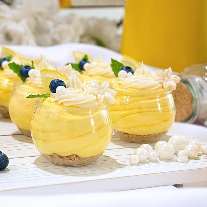 48 Pack 3 oz. Sphere Mini Dessert Cups Parfait Professional-Grade Recyclable Clear Disposable Plastic Fishbowl for Parfait Desserts, Appetizers, Events, and Parties CMJJ