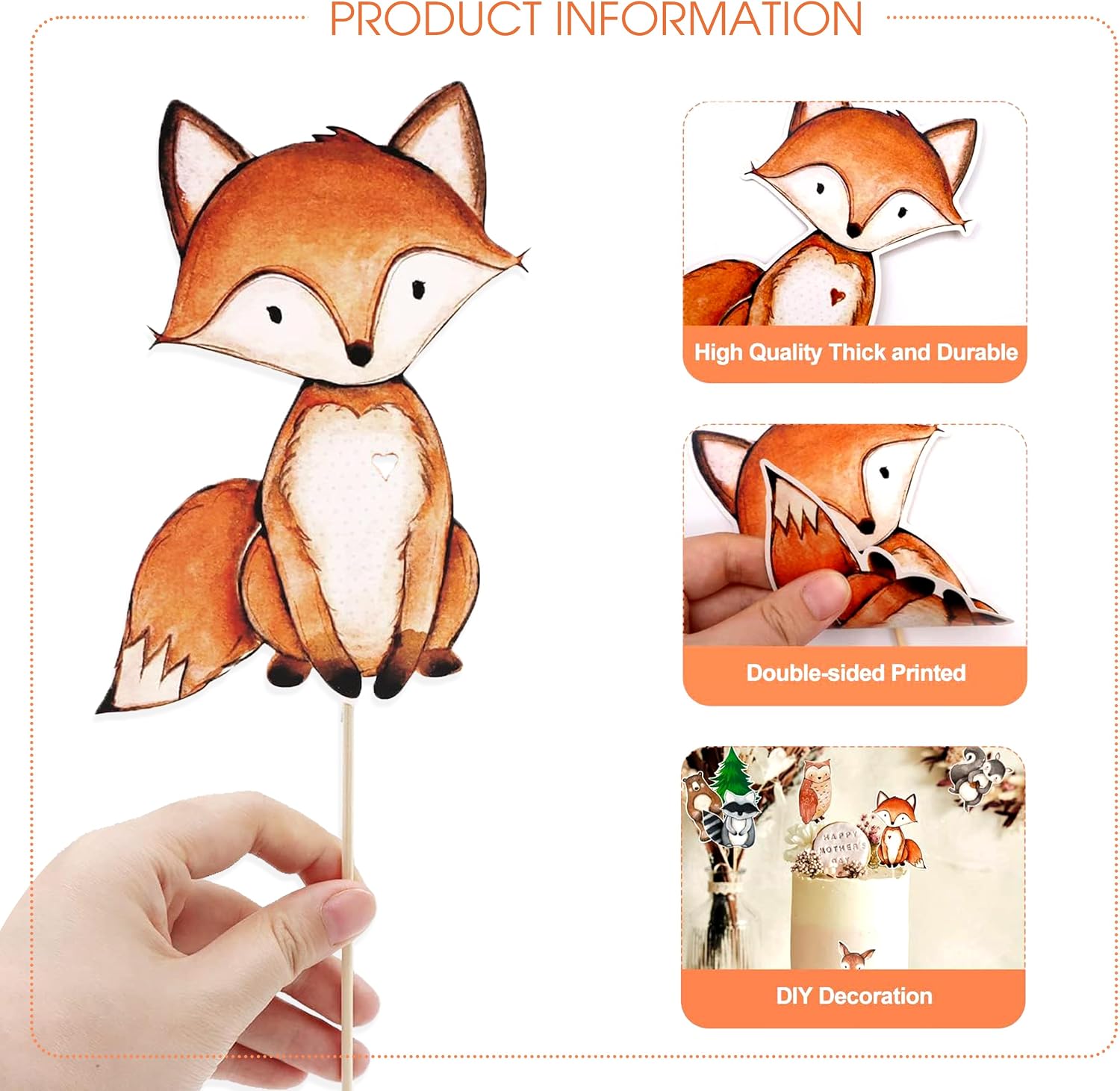 Woodland Animals Party Decorations – Cake Toppers, Cupcake Picks & Table Centerpieces for “Wild One” Camping, Baby Showers and Birthdays Party Supplies (24-Piece Forest Animals)