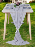 MDS Halloween Chiffon Table Runner - 15 Pack, 29 x 170 Inches, 14ft Each - Sheer Spooky Table Runners for Haunted House Parties, Trick-or-Treat Tables, Witchy Décor, Wedding & Events - Cool Gray