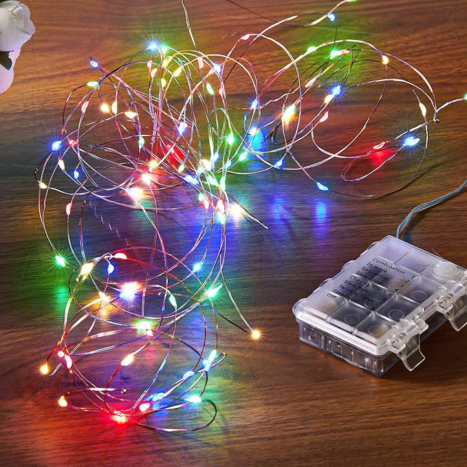 2 Pack 65.6 Ft. Battery Operated Outdoor String Lights with Remote & Timer, LED Multi Color Fairy Lights, Waterproof Twinkle Lights for Bedroom, Dorm, Mason Jar, Wedding, Party, Christmas