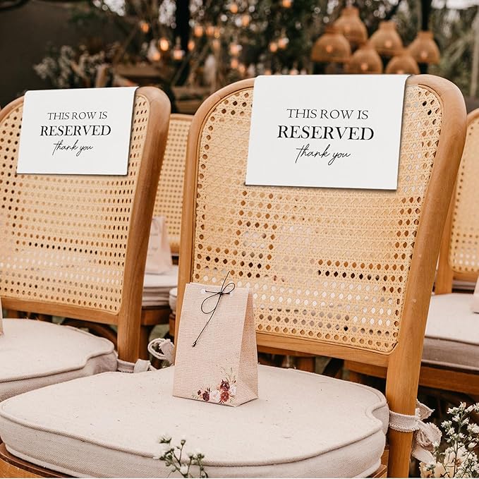 Reserved Seating Chair Signs, This Row Is Reserved Pew Cloths Seating Placeholder for Church Pews, Wedding Decorations for Reception Parties Celebrations Event Meetings (8 PCS, White)