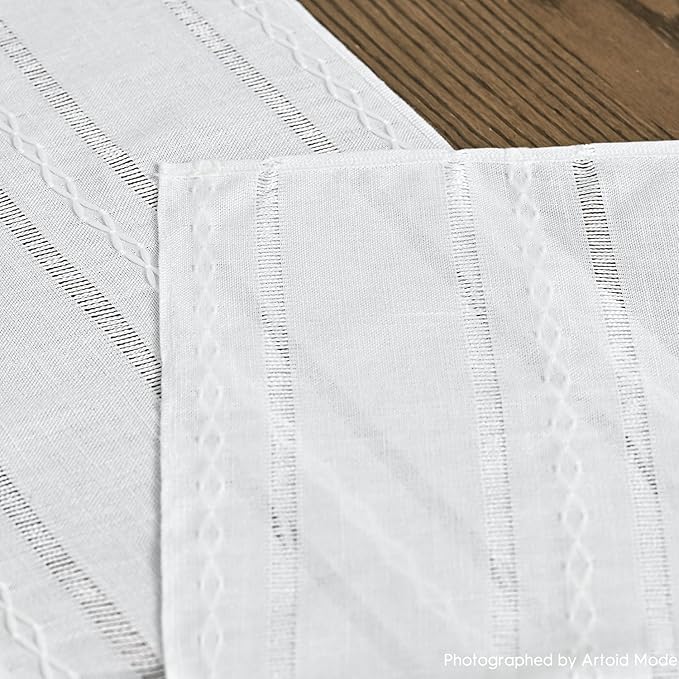 Artoid Mode Rustic Cotton Linen Table Runner, Seasonal Embroidered Hollow Kitchen Dining Table Decoration for Home Party Decor 13x60 Inch