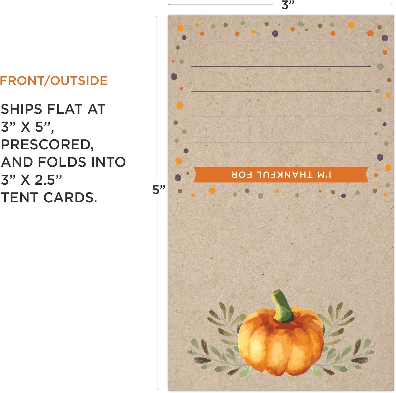 Koko Paper Co Thanksgiving Place Cards with Fill-in Gratitude Cards | Pack of 50 Cards | Printed on Heavy Card Stock.