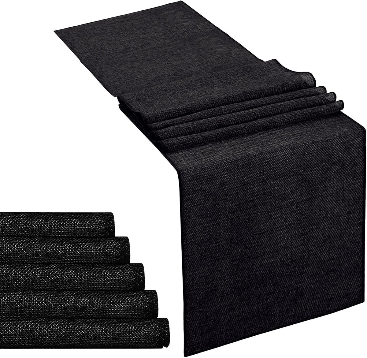 6 Pack Black Burlap Table Runners Jute Table Linens 13x84 inch