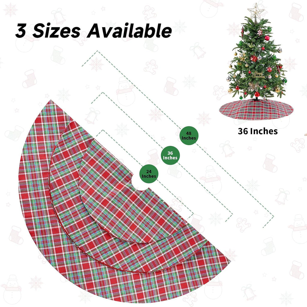 36 Inches Christmas Plaid Tree Skirt - Red Blue Green Buffalo Checked Tree Skirts Mat for Small Tree Xmas Home Holiday New Years Party Decoration