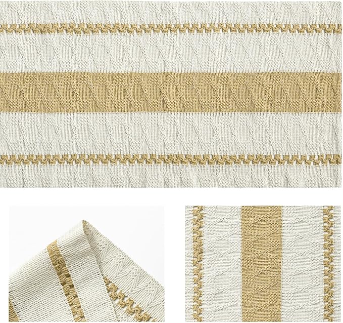 Artoid Mode Burlap Brown Farmhouse Woven Rustic Table Runner, Seasonal Holiday Hollow Kitchen Dining Table Decoration for Home Party Decor 12x108 Inch