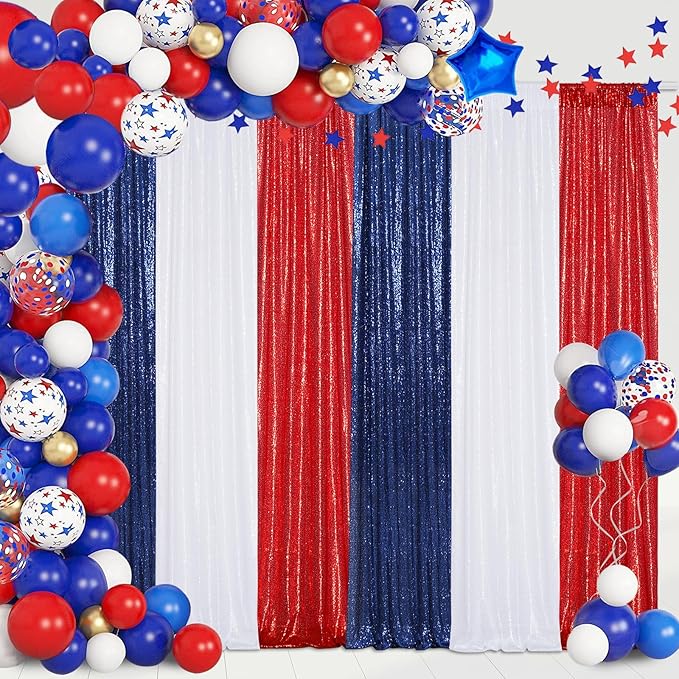 Poise3EHome 2Pcs 2Ft x 8Ft Navy Blue Sequin Backdrop Curtain,Navy Blue Glitter Photography Background for Independence Day,Memorial Day,Labor Day,Veterans Day