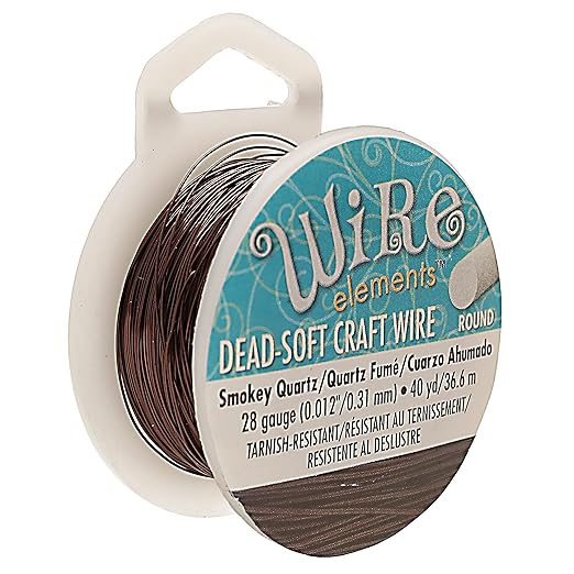 The Beadsmith Wire Elements Craft Wire – Tarnish Resistant, Soft Temper, Round, Smoke Quartz Color – 0.32mm, 28 Gauge, 40 Yard Spool – Jewelry Making, Wire Wrapping, & Other DIY Crafts