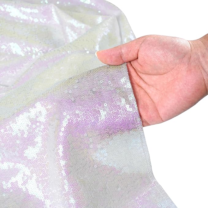 SquarePie Sequin Backdrop Non-Transparent Background Sparkly Curtain for Wedding Party 20FT x 10FT Iridescent