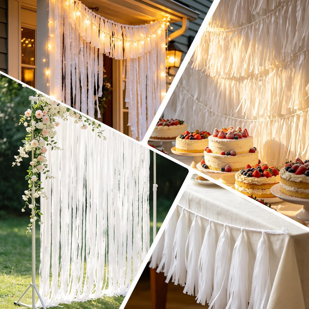 White Crepe Paper Streamers 7 Rolls 574ft of Streamers Party Decorations for Wedding Graduation,Baby Shower,Engagement Anniversary,Birthday Decorations (White)